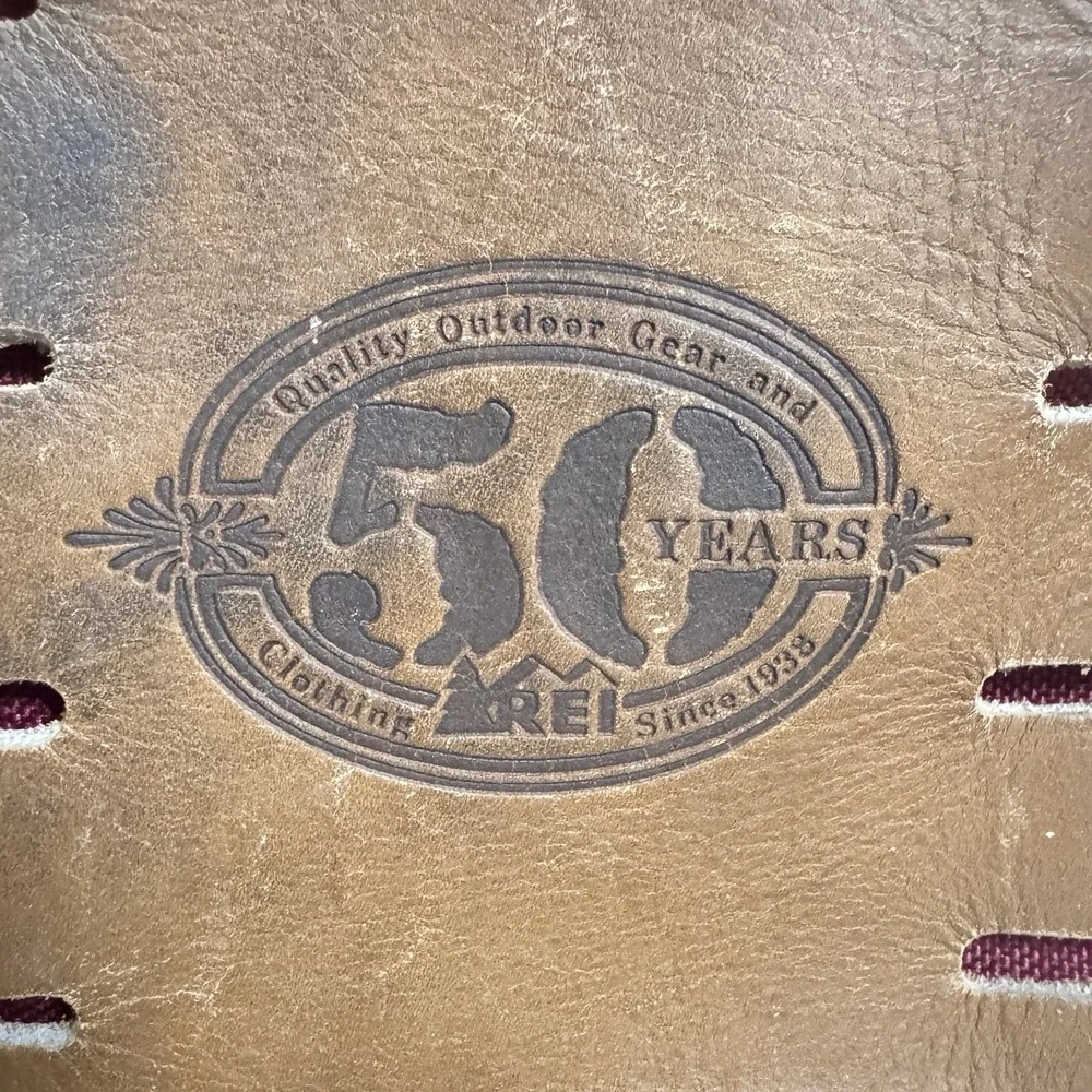 Vtg JANSPORT x REI Backpack Burgundy 50 Yr Anniversary Leather Bottom Hiking 80s